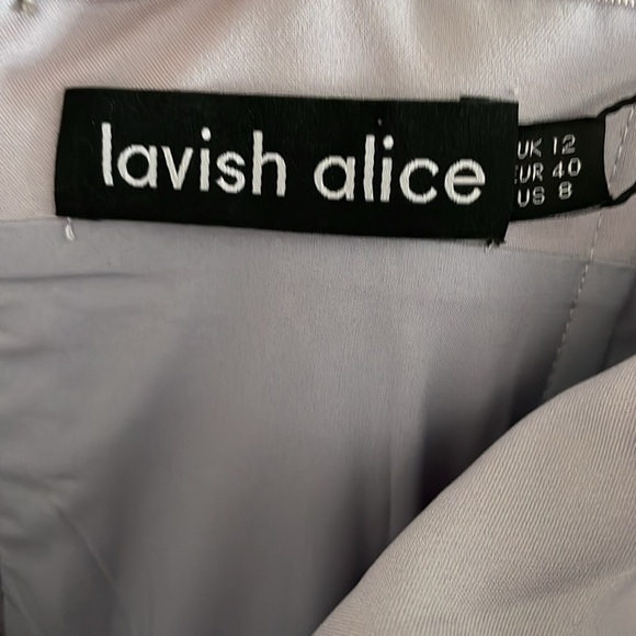 Lavish Alice Cowl Bandeau Jumpsuit Women’s Size 8 Strapless Corset Blue Gray - Picture 8 of 9